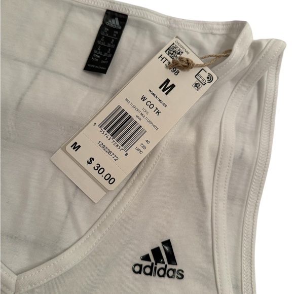 NWT Adidas White Cropped Ruched Tank Top Size Medium - Picture 2 of 2